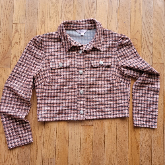 Miss Selfridge Tops - Miss Selfridge Petites jacket shirt Blazer Crop Puff Shoulder SZ 6